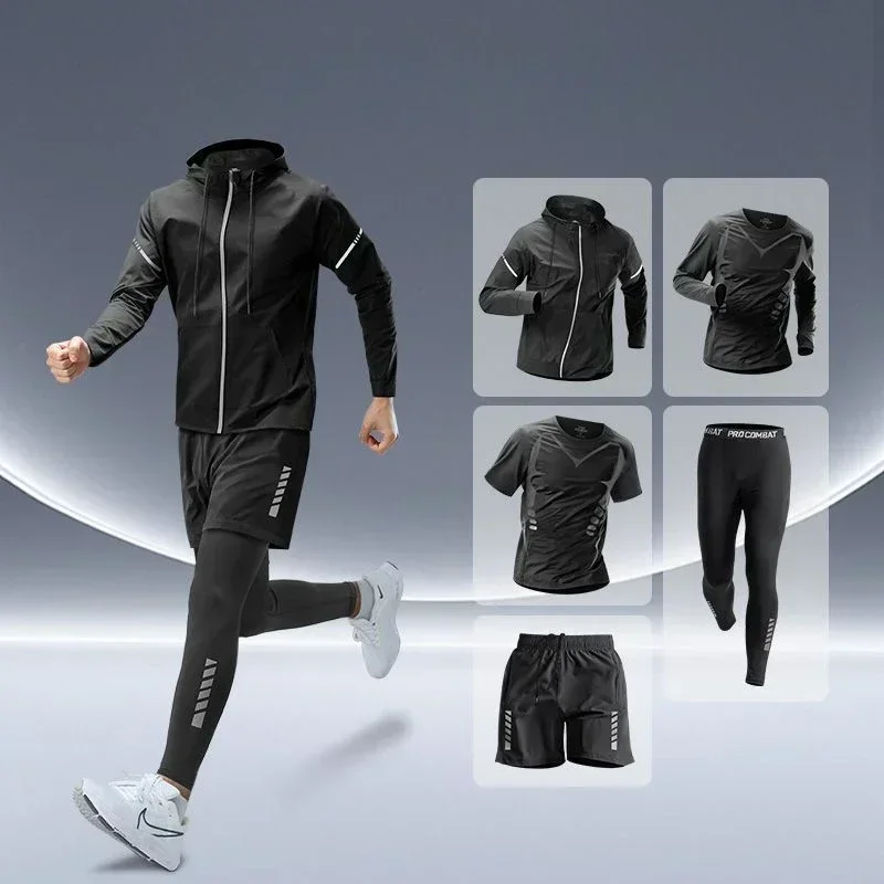 Running Gear Autumn - Herensportkleding hardloopset, nauwsluitend, sneldrogend, voor herfstnachtritten,