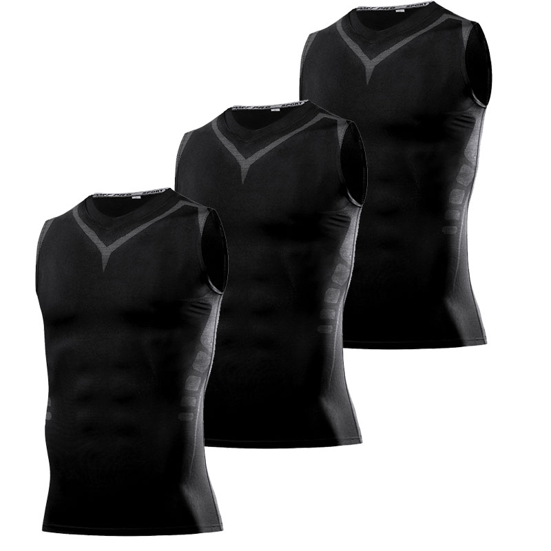 Running Gear Autumn - Heren strak vest compressieshirt ademend sneldrogend