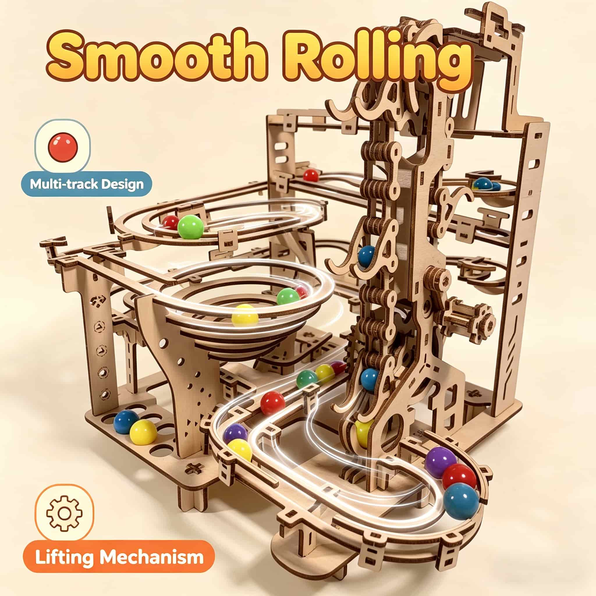 Mechanische Marble Run 3D hout - Running Gear Track recensie en prijs